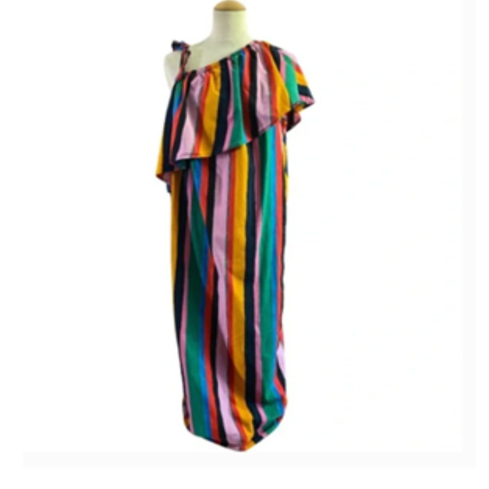 WHO WHAT Wear One Shoulder Midi Maxi Dress EUC! Size M